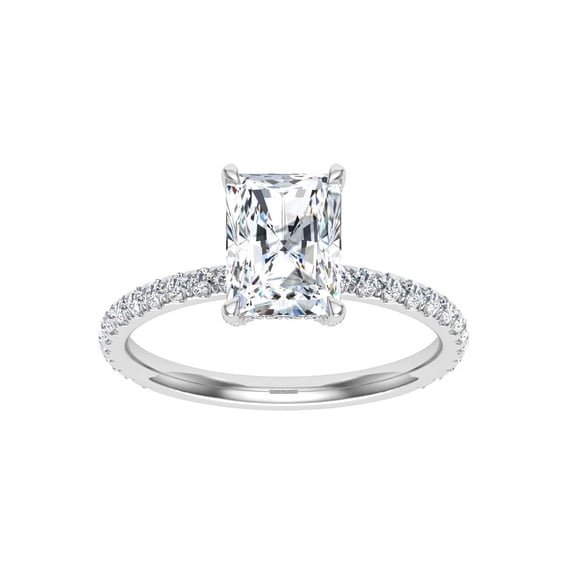 Oryn Jewel 2.5 Ct Radiant Cut Lab-Created Simulated Diamond Engagement Ring - Halo Design with Accents Rings - 14K White Gold Over Ring - Chic Style for Women - Memorable Gift for Her