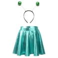 thumbnail image 2 of iiniim Kids Girls Halloween Cosplay Outfits Metallic Shiny High Waist Skirt with Hair Hoop Set Mint Green 14, 2 of 6