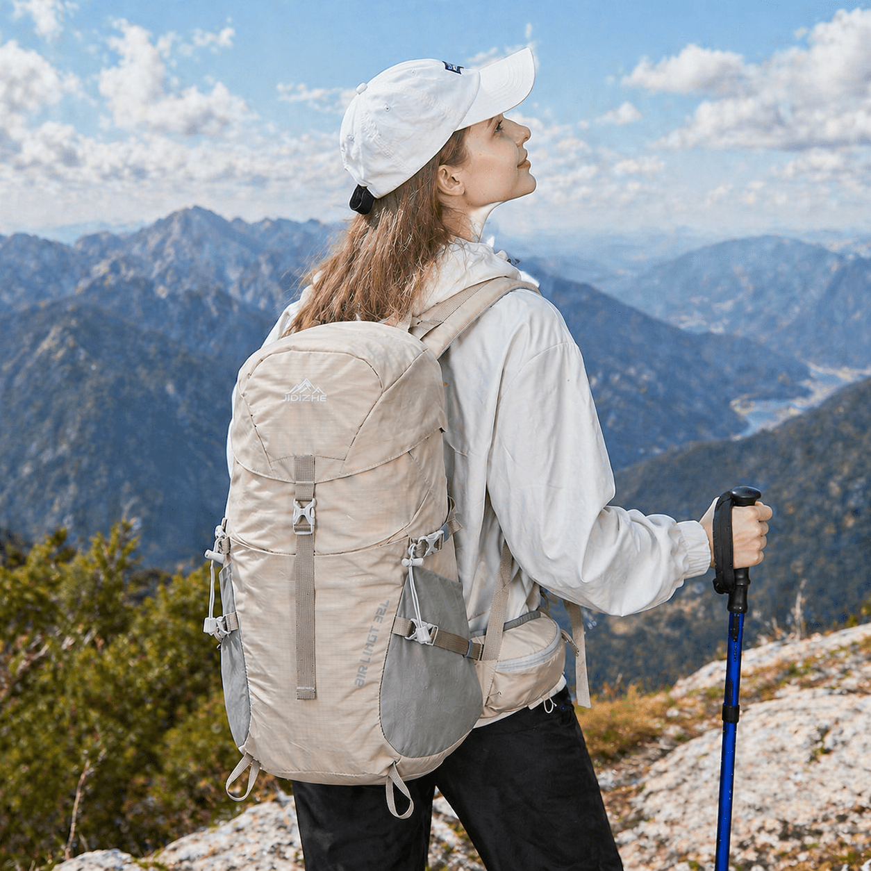 JIDIZHE 32L Polar Explorer Hiking Backpack, Lightweight Water-Resistant Outdoor Travel Backpack for Men & Women,Grey