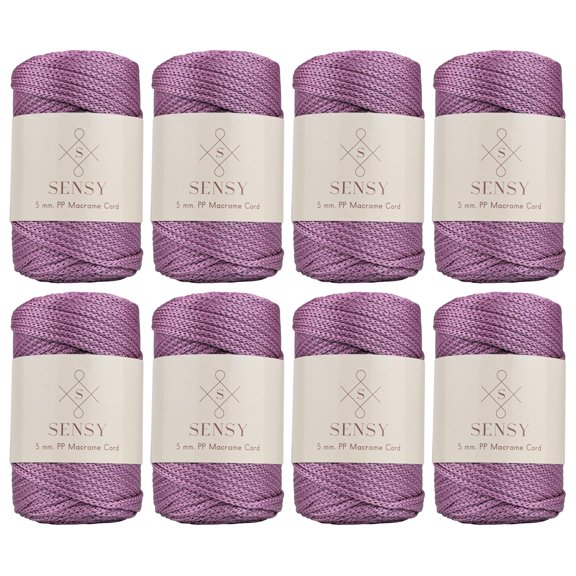 8 Skeins of Sensy Premium 5mm 104 Yards Polyester Rope 100% Polypropylene Cord Macrame Cord 5mm Crochet Bag Cord Macrame Rope Crochet Thread Gift for Knitter (Plum)