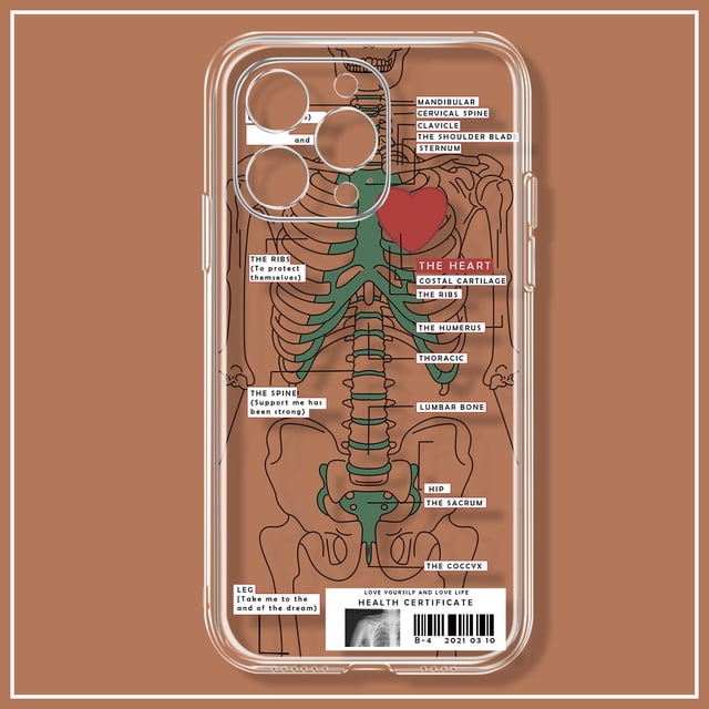 Funda de teléfono de hueso para estudiante de medicina, iPhone 1112, 14Pro Max, 13Mini, X, XR, 6, 7, 8PlusSE3, parachoques suave, cubierta trasera, Samsung S22Ultra Fivean unisex