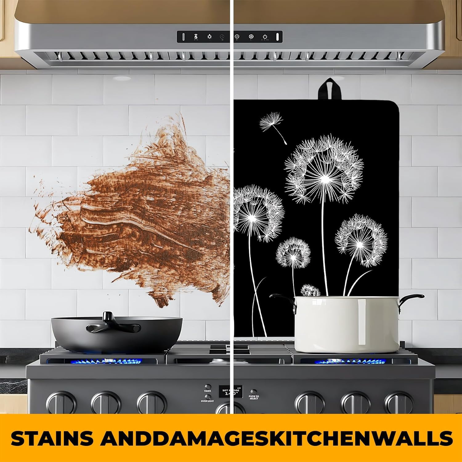 Stove Top Cover Flower Gas Stove Top Cover for Home Decoration Kitchen Pad Non-Stick Washable Cooktop Covers Countertop Protector Keep Stove Clean (Dandelion, 28L"x20W")