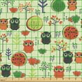 thumbnail image 2 of Ambesonne Owl Print Fabric by the Yard Upholstery, Birds Trees and Plants, 2 Yards, Pastel Green Multicolor, 2 of 5