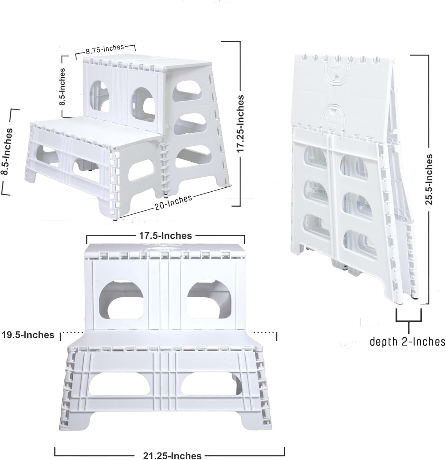 Bee Neat Folding 2 Step Stool for Adults, Kids, Toddlers