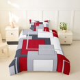 thumbnail image 2 of Homewish Red Abstract Square Twin Duvet Cover,Contemporary Aesthetic Twin Bedding,Black Reversible,2 Pieces,1 Duvet Cover and 1 Pillowcase, 2 of 6