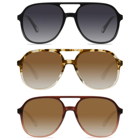 YDAOWKN Gafas de sol de aviador cuadradas retro para mujer y hombre, gafas de sol vintage de los años 70 con doble puente