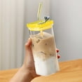 thumbnail image 6 of Eoozwa Glass Cup with Transparent Lid and Straw,12 Oz Iced Coffee Cup,Glass Smoothie Drinking Cups Set, Reusable Transparent Glasses Cups Suitable for Cocktails,Beer,Coffee, 6 of 6