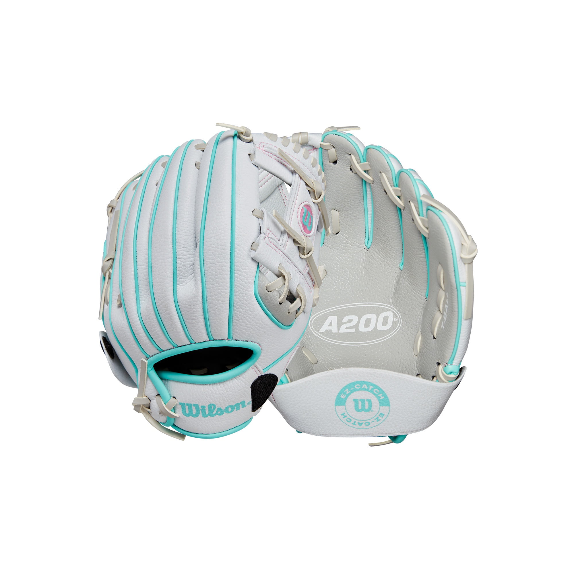 Wilson 2024 A200™ EZ Catch™ White 10” T-Ball Glove - White/Teal
