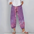 thumbnail image 1 of ICHUANYI Clearance Women Casual Printed High Waist Loose Pocket Straight Long Pants(Purple, XXL) ICHUANYI WER2023080815767, 1 of 4