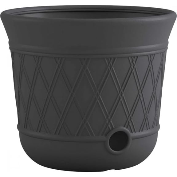 ANHXN Round Resin Decorative Weatherproof Outdoor Hideaway Garden Hose Storage Pot with Drainage Holes