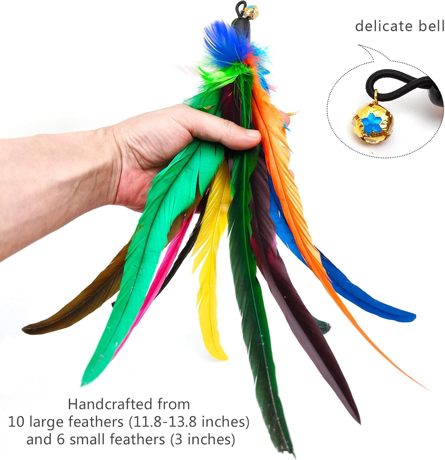 miwoowim Cat Toys Interactive for Indoor Cats, 2PCS Ultra-Long Teaser(50"+38")+9PCS Da Bird Feather Refills, Fishing Pole Toy,Retractable Cat Wand Toy and Feather Toys Refills Attachment Replacement