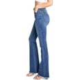 thumbnail image 2 of Angry Rabbit Women's Juniors High Waist Stretchy Premium Flare Jeans (26, Medium Denim), 2 of 4