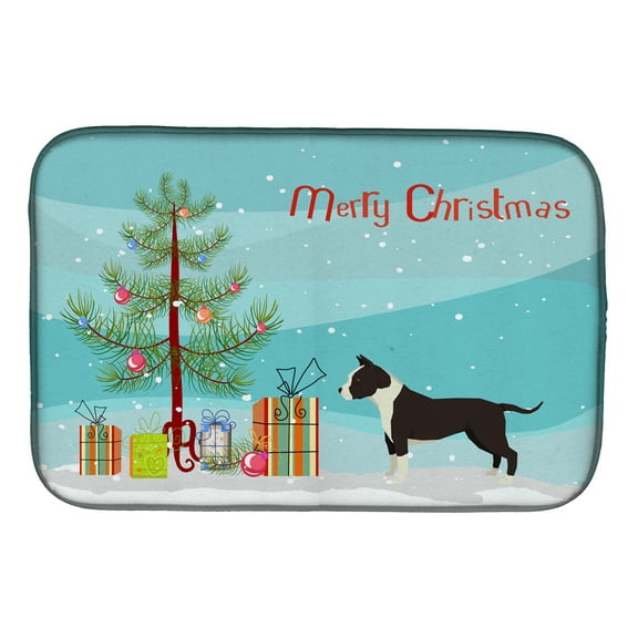 American Staffordshire Terrier Christmas Tree Dish Drying Mat