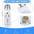 thumbnail image 3 of CUITING 3 Prong Light Socket Adapter  E26 Light Bulb Outlet Adapter  Polarized Light Socket to Plug Adapter  White Light Bulb to 2/3 Prong Outlet Plug Splitter Converter for Garage Porch, 3 of 8