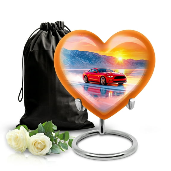 SABURIAL Car Large Funeral Urns for Women & Men - Memorial Urns - Human Cremation Urn for Ashes Adult Male - Decorative Burial Urn for Human Ashes Adult Female - 8 Inch
