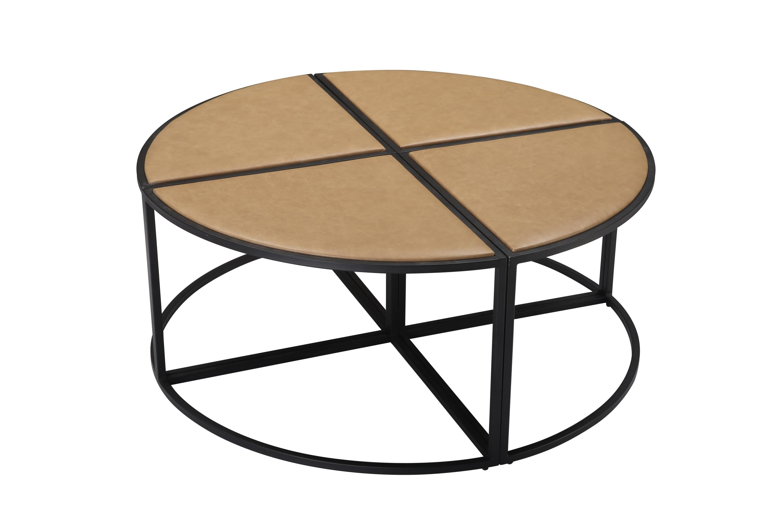 Boraam Olivia Black Finish Round Coffee Table with 4 Nesting