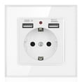 thumbnail image 2 of EU Standard Electrical Socket with USB Charging Tempered Glass Panel 86*86mm USB Wall Socket 5V 2100mA for General Residential Use EU AC black, 2 of 5