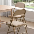 thumbnail image 4 of 4 Pack Folding Chairs, Fabric Dining Chair Set with Padded Cushion and Back, Indoor, Outdoor Seat for Office, Home, Wedding, Party (Oatmeal Stripe Fabric Seating), 4 of 5