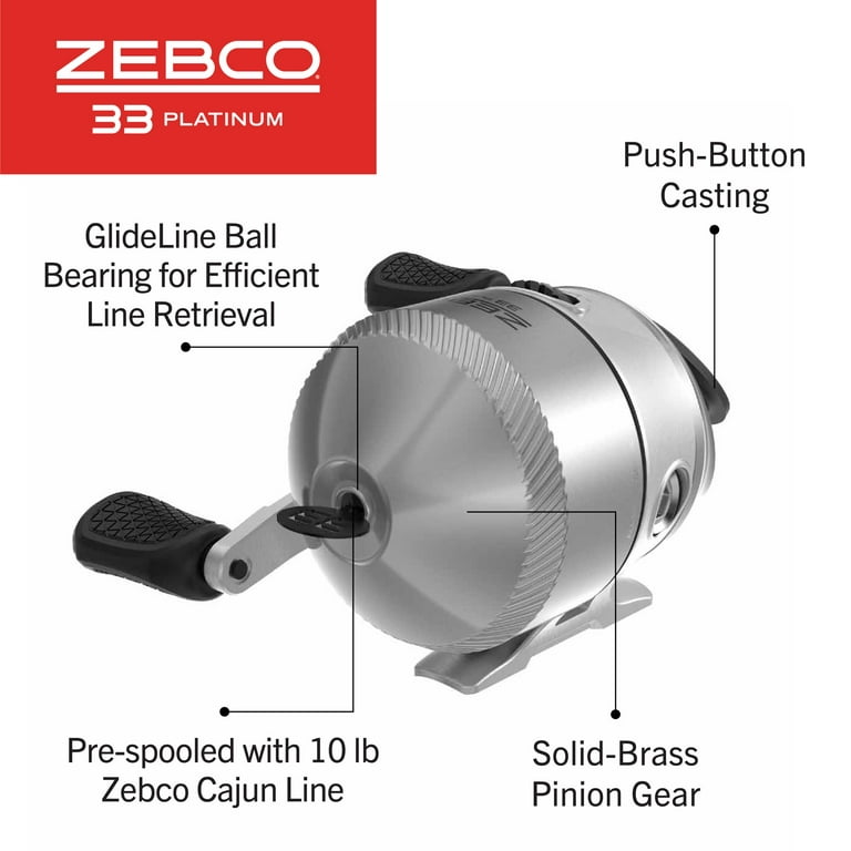 Zebco 33 Platinum Spincast Reel and Fishing Rod Combo, 6-Foot 2