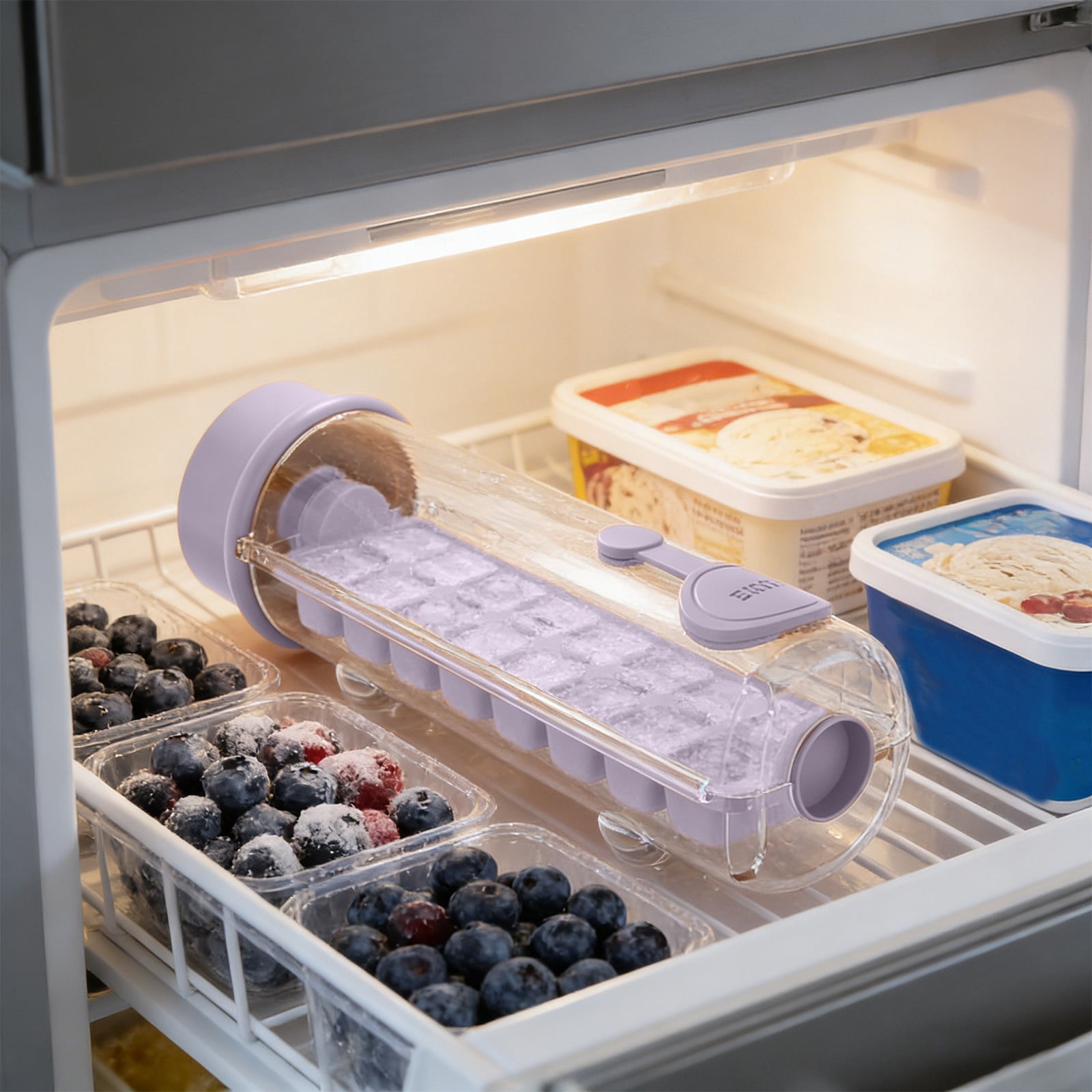 Press Type Ice Making Box Ice Cube Tray One Click Release Fast Demolding Leak Resistant Storage Freezer Ice Mold Large Capacity Ice Maker for Home Bar Party Kitchen Drinks Use