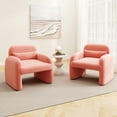 thumbnail image 2 of Gymax 2PCS Modern Accent Chair Sherpa Fabric Upholstered Armchair w/ Waist Pillow Pink, 2 of 10