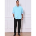thumbnail image 2 of DARING DIVA Men's Plaid Collar Long Sleeve Button Down Business Dress Shirt Light Blue L, 2 of 7