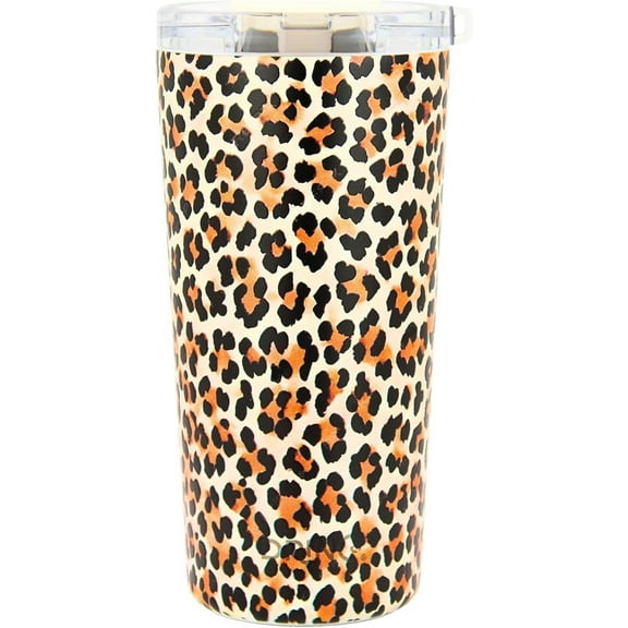 Drinco - 20 oz Stainless Steel Tumbler | Double Walled Vacuum Insulated Mug With Lid, 2 Straws, For Hot & Cold Drinks (20oz Leopard)