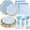 Blue, variant on Pink Paper Plates and Napkins Party Supplies for 24 Guest, 168Pcs Pink Scalloped Mother's Day Party Plate with Gold Rim, Pink Disposable Plates Set for Girls Birthday Party Baby Shower Gender Reveal