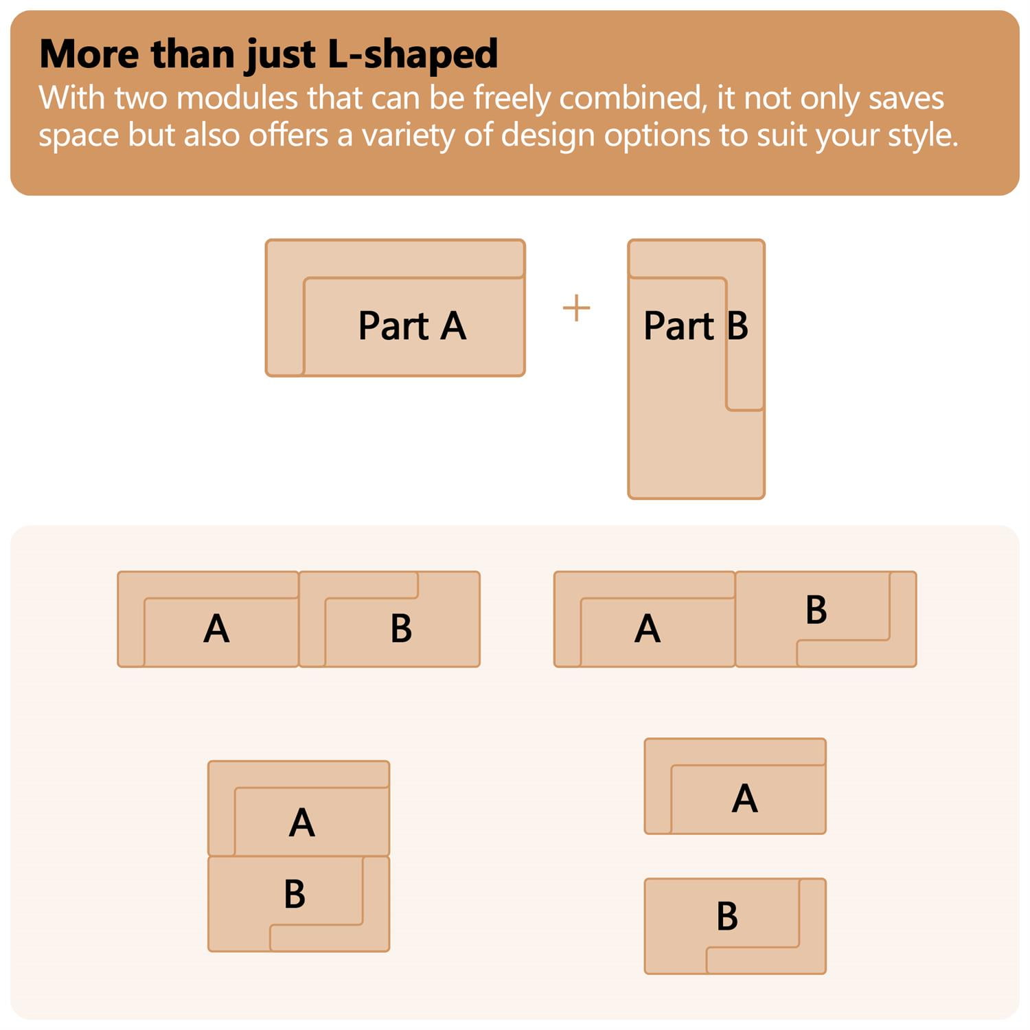 Demi Bonn 105" L-Shaped Modular Sectional Sofa Set with Chaise, Deep Seat Tufted Floor Couch for Living Room Decor, White