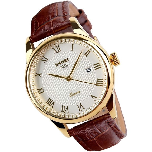Watch for Men Business Dress Classic Fashion Casual Black Leather Quartz Analog Waterproof Calendar Date Light Simple Wrist Watches Dad Fathers Gifts