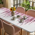 thumbnail image 3 of Pink Table Cloths for 8 Foot Rectangle Tables, Summer Botanical Leaves Watercolor Patio Waterproof Elastic Fitted Tablecloths, Washable Rectangular Table Cover for Camping, 3 of 8