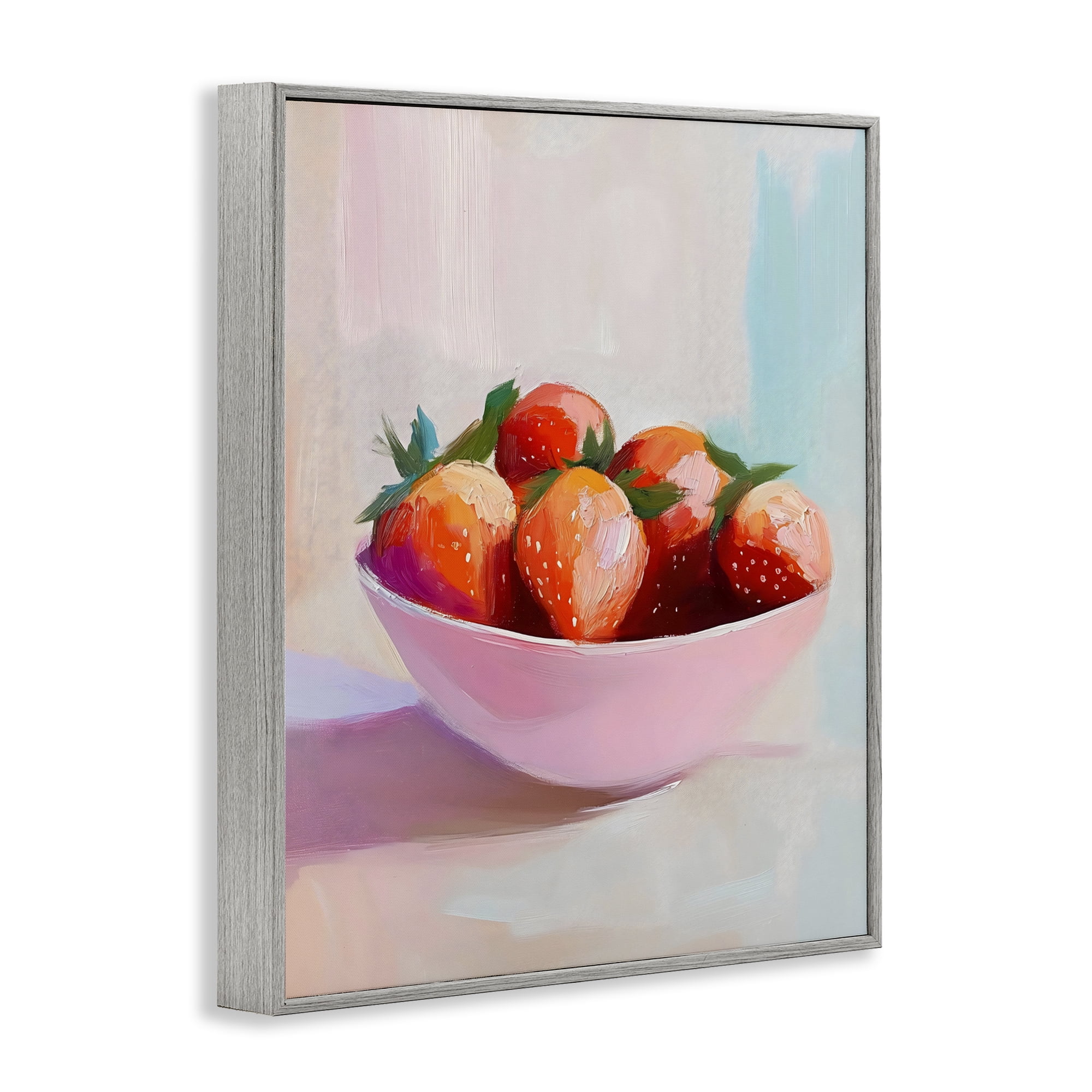 Stupell Industries Pastel Bowl of Strawberries Gray Framed Giclee Art, design by The Prints Vibe