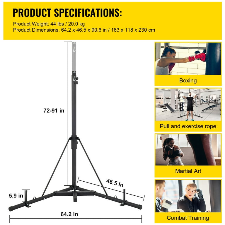 SKYSHALO Folding Boxing Heavy Bag Stand Height Adjustable Sandbag Rack Portable 330 Lbs Black Heavy Duty Punch Bag for Home Fitness Walmart