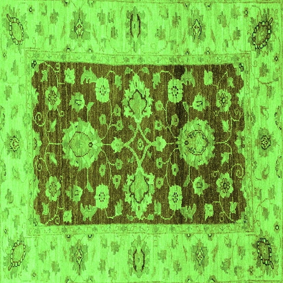 Ahgly Company Indoor Square Oriental Green Traditional Area Rugs, 5' Square