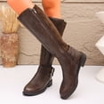 thumbnail image 2 of QSAWXQZ Women's Buckle Knee High Riding Boots Round Toe Low Heel with Side Zipper 9.5, 2 of 9