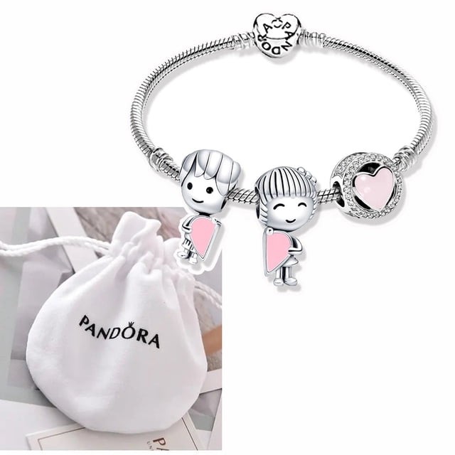 Charms Pandora Pulsera 925 Plata Esterlina Encantos Con Bolsa De Terciopelo