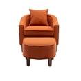 thumbnail image 4 of Upholstered Accent Chair with Ottoman Set, Mid Century Linen Single Sofa Chair with Curved Backrest, Comfy Living Room Chairs with Thick Seat Cushion for Reading Room, Bedoom, Office, Orange, 4 of 7