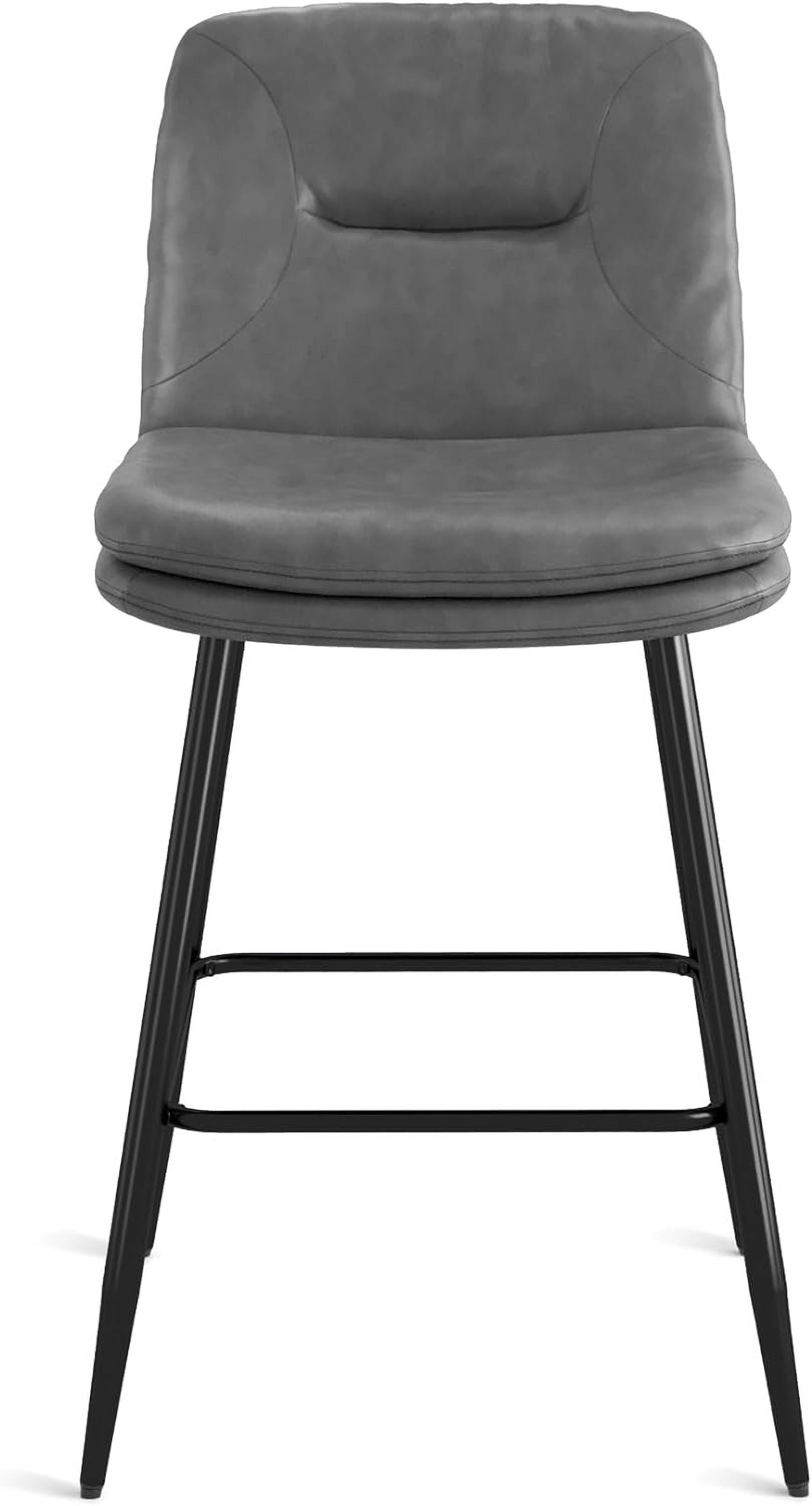 Dycanpo 24”H Bar Stools Set of 3, Double-Layer Upholstered, for Home Kitchen, Gray