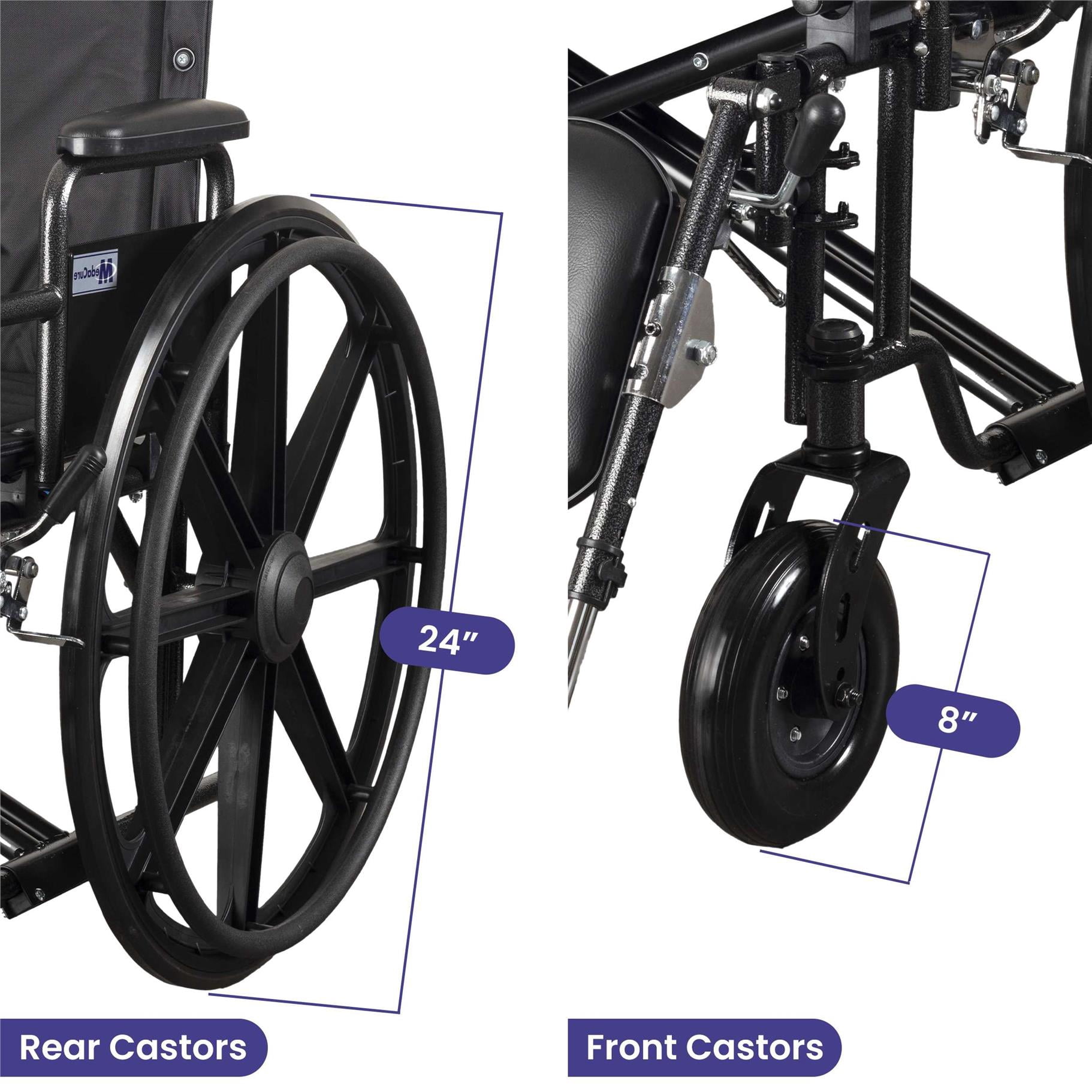 Medacure Ultra Wide Bariatric Wheelchair for Adults - 26" Seat - 700 lb. Cap. Elevated Leg Rests and Detachable Desk Arms