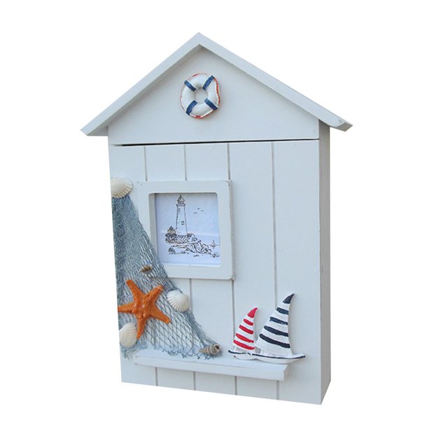 Soporte para llaves Caja de diseño de casa montada en la pared Colgante de pared Colgador para almacenamiento de llaves Estuche de madera, Velero seitruly HA8882-02B