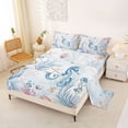 thumbnail image 2 of Erosebridal Cartoon Cute Seahorse Bed Sheets,Watercolor Coral Starfish King Sheets For Girls Boys,Ocean Theme 4-Piece, 2 of 6