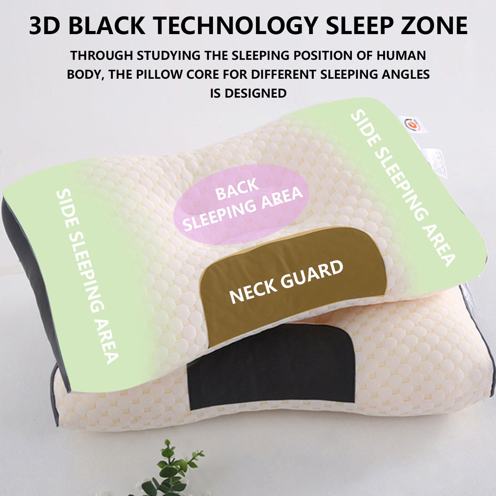 RuWeoMaa 2Pack Bundle Cervical Neck Pillow for Sleeping,Ergonomic Contour Side Sleeper Pillows Perfect for Families,Orthopedic Pillow for Neck Relief Support,Memory Foam Pillows Back Stomach Sleepers