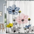 thumbnail image 2 of Unique Floral Colorful Shower Curtain for Bathroom Decor, Blue Pink Gray Daisy Flower Elegant Wildflower Design Farmhouse Shower Curtains with Hooks Set, 71 X 71 Inches, 2 of 6