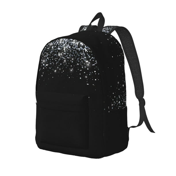 Easygdp Silver Glitter1 Mochila de Lona Resistente para Laptop, Compatible con Laptops de 15 a 17 pulgadas, Ideal para Escuela, Trabajo y Viajes-Small