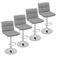 thumbnail image 1 of Gymax Ensemble de 4 Tabourets de Bar Pivotants Réglables Hauteur Comptoir Chaise de Bar Cuir PU Gris, 1 of 7