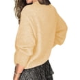 thumbnail image 3 of STARVNC Women Solid Color V Neck Lace Stitching Buttons Long Sleeves Sweater, 3 of 3