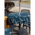 thumbnail image 5 of Outdoor Tablecloths with Umbrella Hole & Zipper, Teal Flowers 60x60 Inch Square Tablecloths, Spring Floral Botanical Modern Art Waterproof Table Cloth, Patio/Pool/Picnic Table Covers, 5 of 8