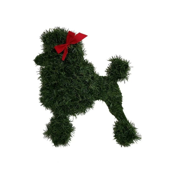 Dog Christmas Wreath, 12 in Christmas Wreath for Front Door, Artificial Pine Branches Wreath with Red Ribbon Decor, Christmas Decor for Indoor Outdoor Farmhouse Wall Window Porch Decor