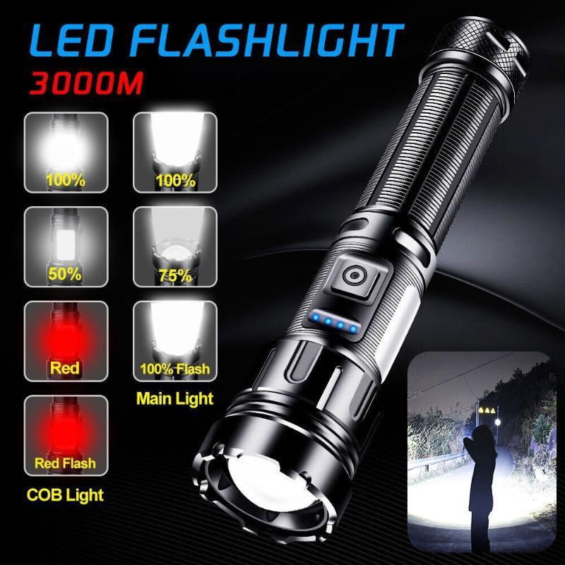 2PCS LED Super Bright Flashlight COB Side Light Warning Light Rechargeable Powerful Flashlight Outdoor Camping Hiking Travel Emergency Light Work Light