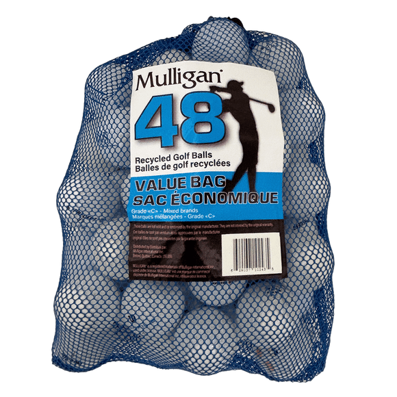 Balles de Golf Recyclées, Marque Variées, sac de 48, par Mulligan